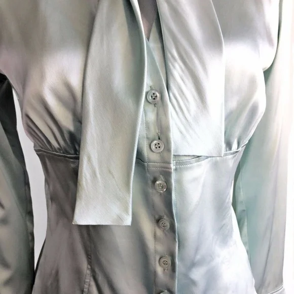 Vintage ESCADA Silk Fitted Ascot Bell Cuff Blouse - Picture 6 of 8